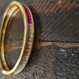 Elegant Gold and Pink Bangle Bracelet